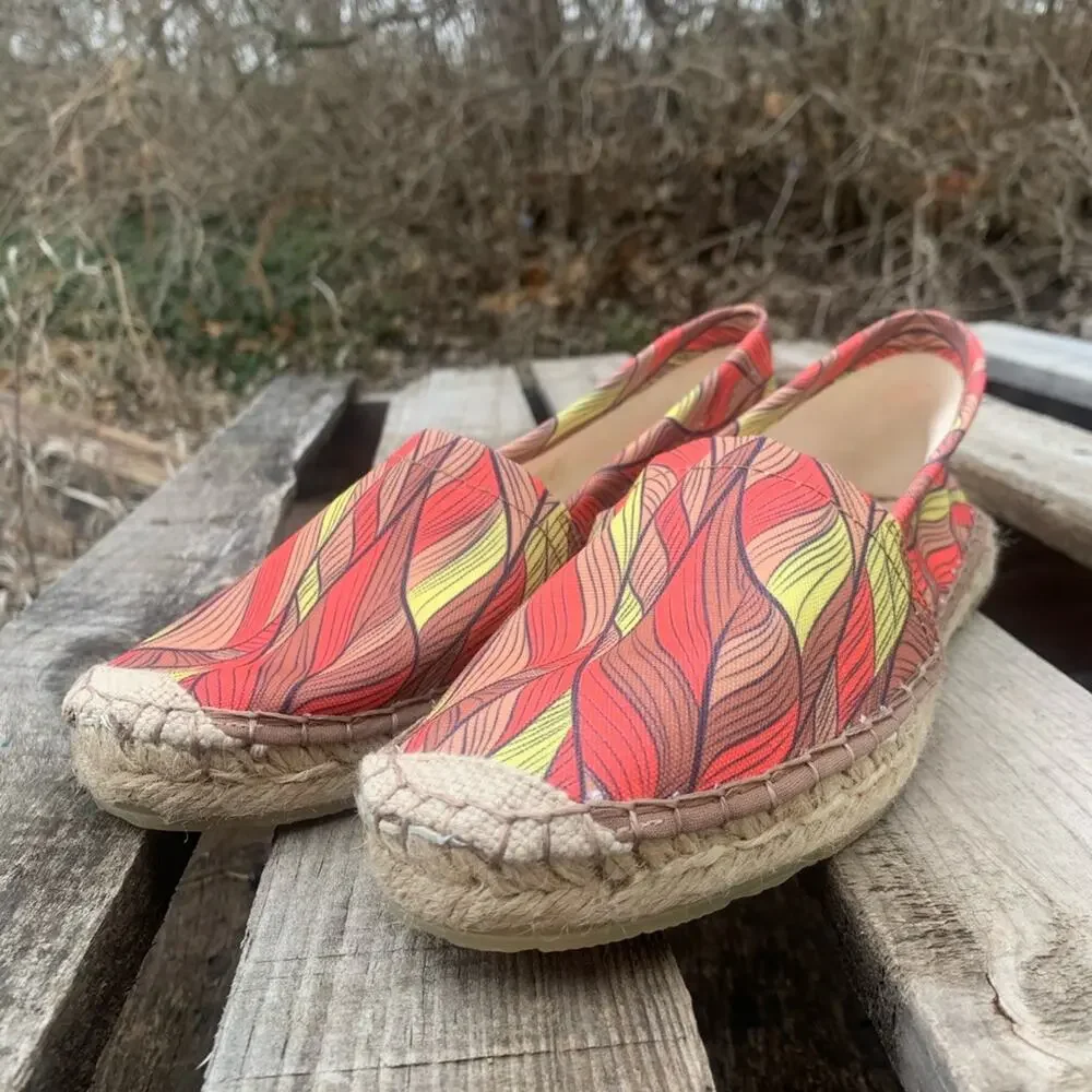 Miz Mooz Barcelona collection espadrilles shoes Pink Yellow Bamboo Size 39